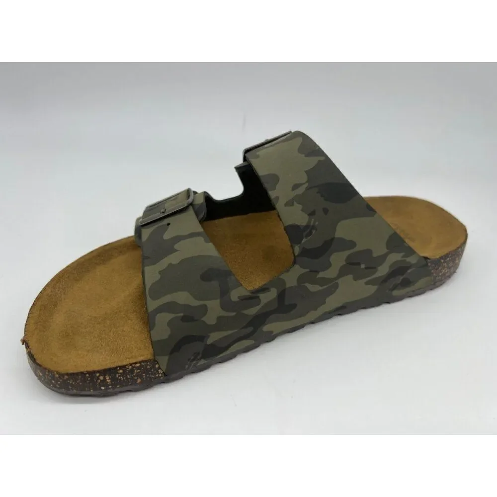 George Men’s Comfort Soft Footbed Camo Green Sandals Size 10